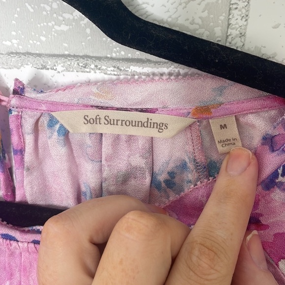 Soft Surroundings Brialla Floral Lilac Lightweight Print Top - Picture 5 of 11